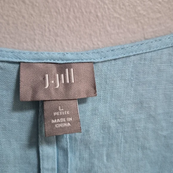 J. Jill NWOT 100% Linen Sleeveless Dress Turquoise Size Large - Picture 4 of 7